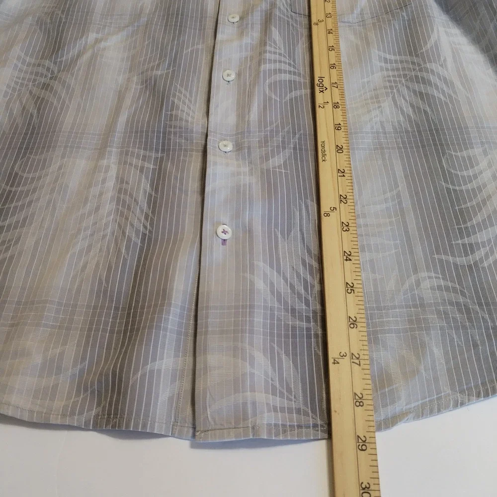 Tommy Bahama Shirt Mens Large Striped Cotton Silk Gray‎ Long Sleeve Flip Cuffs